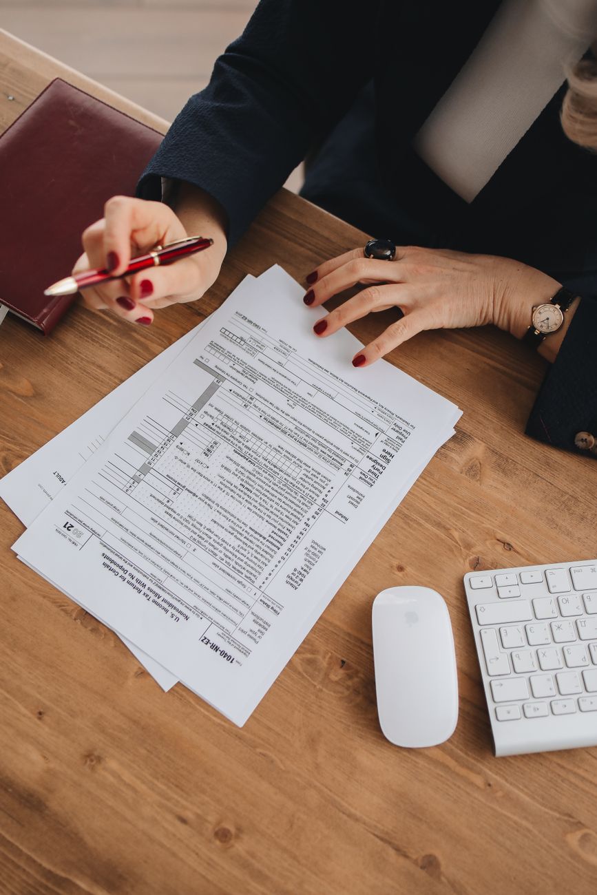 Professional reviewing documents
